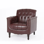 Fauteuil d'appoint capitonné 1 place en similicuir, marron / noir / camel / rouge foncé / bleu nuit / beige
