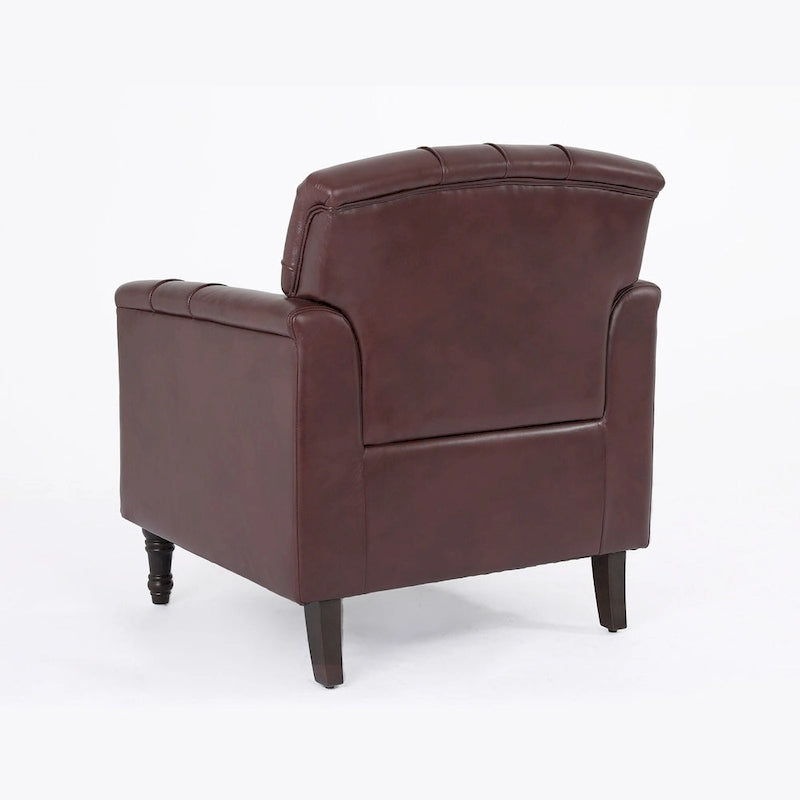 Fauteuil d'appoint capitonné 1 place en similicuir, marron / noir / camel / rouge foncé / bleu nuit / beige