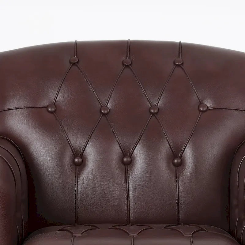 Fauteuil d'appoint capitonné 1 place en similicuir, marron / noir / camel / rouge foncé / bleu nuit / beige