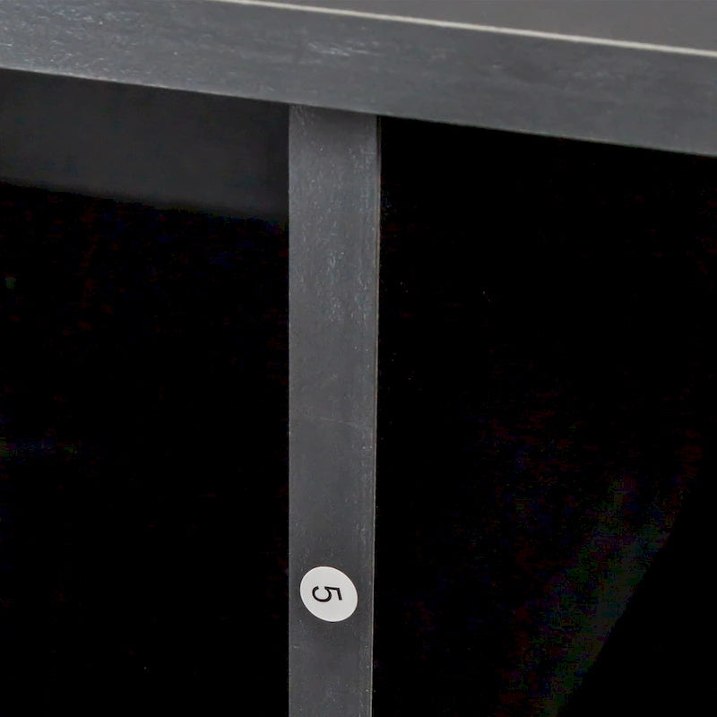 Meuble TV moderne et minimaliste noir de 178 cm avec rangement ouvert et tiroirs
