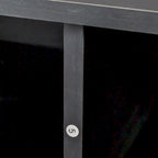 Meuble TV moderne et minimaliste noir de 178 cm avec rangement ouvert et tiroirs