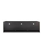 Meuble TV moderne et minimaliste noir de 178 cm avec rangement ouvert et tiroirs