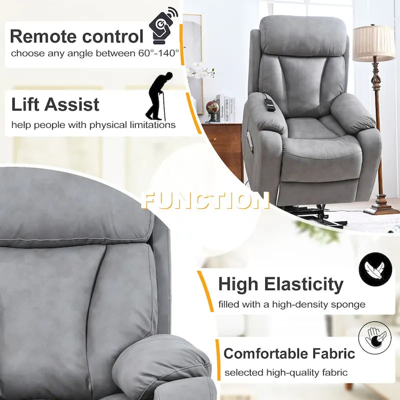 Fauteuil inclinable releveur gris clair/gris foncé, une place