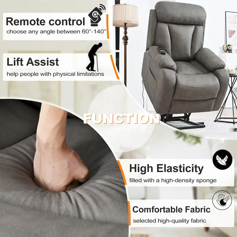 Fauteuil inclinable releveur gris clair/gris foncé, une place