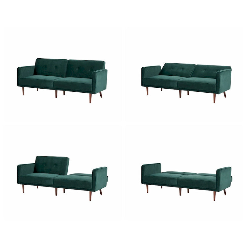 Moutarde / Clair de Lune / Charbon / Bleu Velours / Tabac / Canapé convertible vert – 3 places