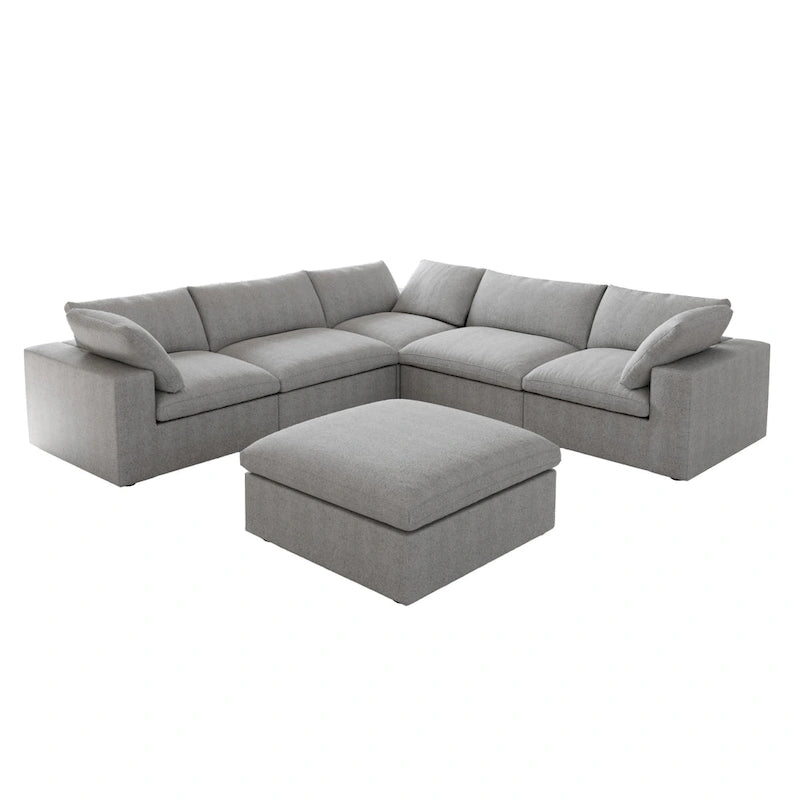 Canapé modulaire sectionnel en V 6 places blanc/noir/gris/kaki