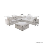 Canapé modulaire sectionnel en V 6 places blanc/noir/gris/kaki