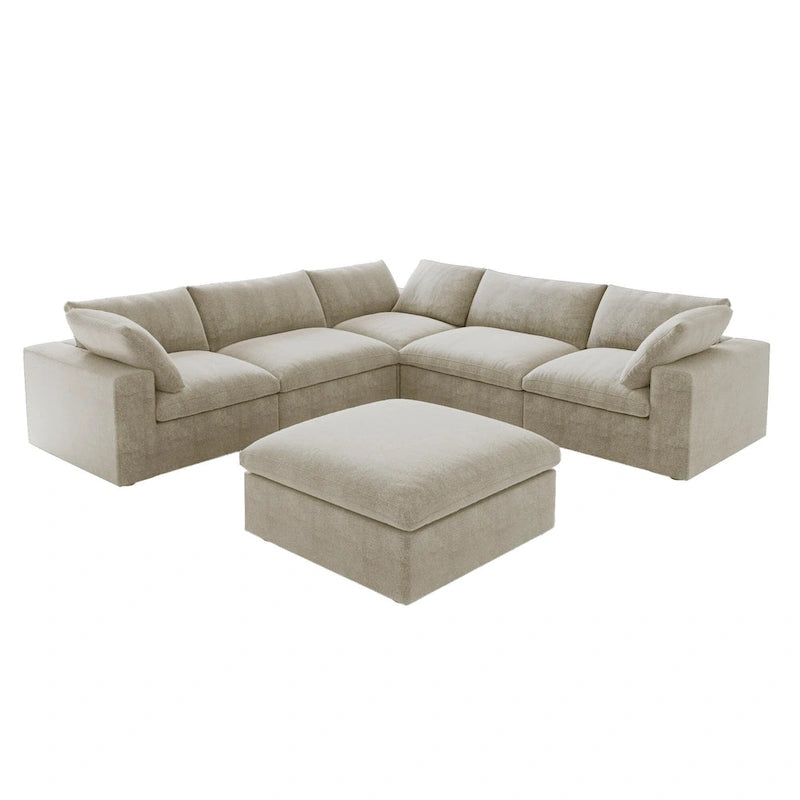 Canapé modulaire sectionnel en V 6 places blanc/noir/gris/kaki