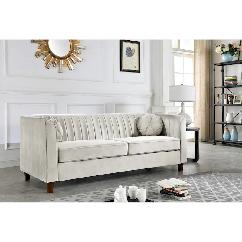 Canapé Chesterfield en velours multicolore, 2 places