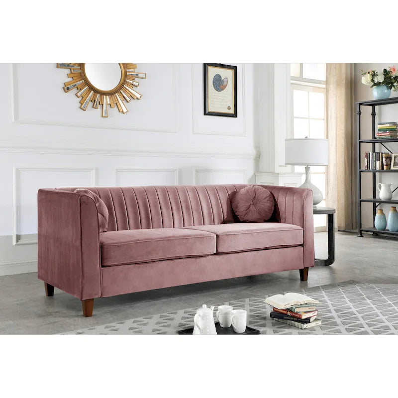 Canapé Chesterfield en velours multicolore, 2 places