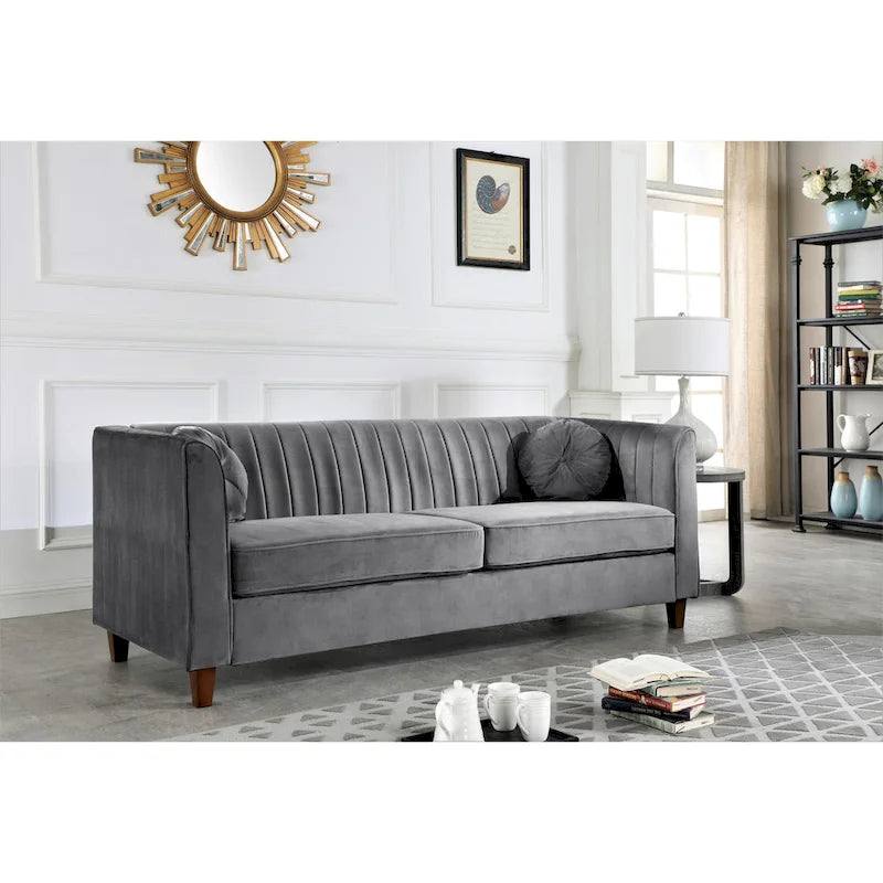 Canapé Chesterfield en Velours Multicolore, 2 Places