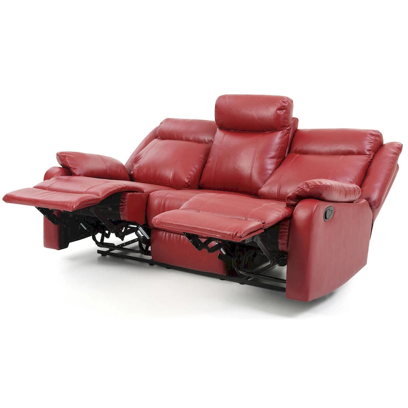 Canapé inclinable double 2 places en similicuir gris / perle / rouge / mastic / marron / noir