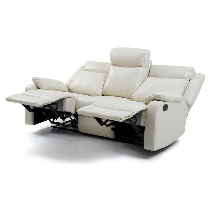 Canapé inclinable double 2 places en similicuir gris / perle / rouge / mastic / marron / noir