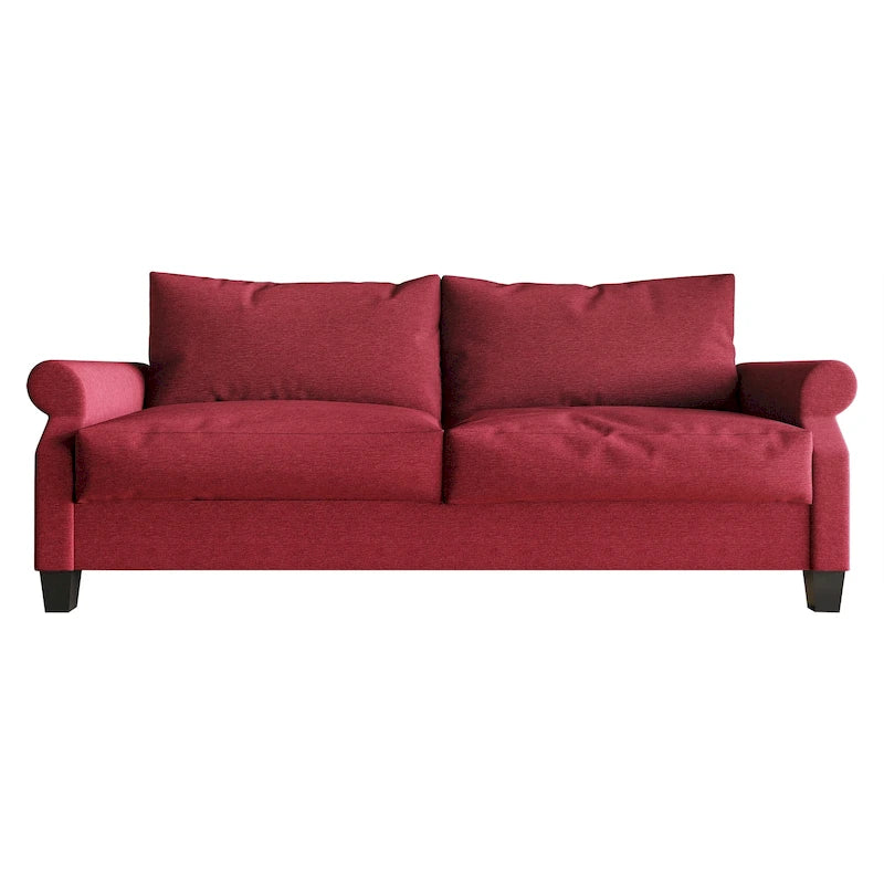 Canapé 2,5 places en lin rembourré rouge / beige / gris / bleu