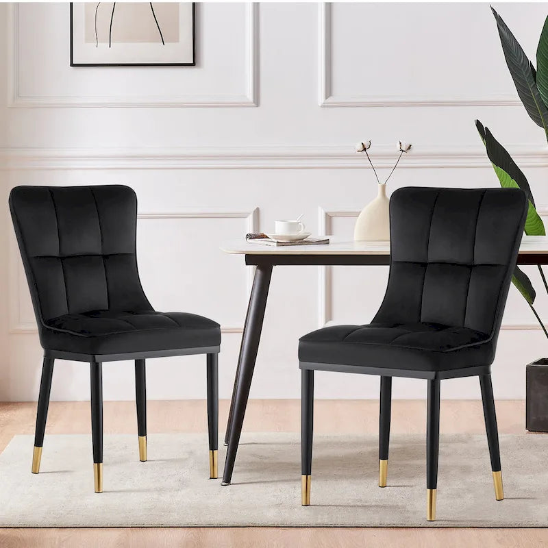 Chaise de salle à manger tapissée en velours, lot de 2/4 – Plusieurs coloris