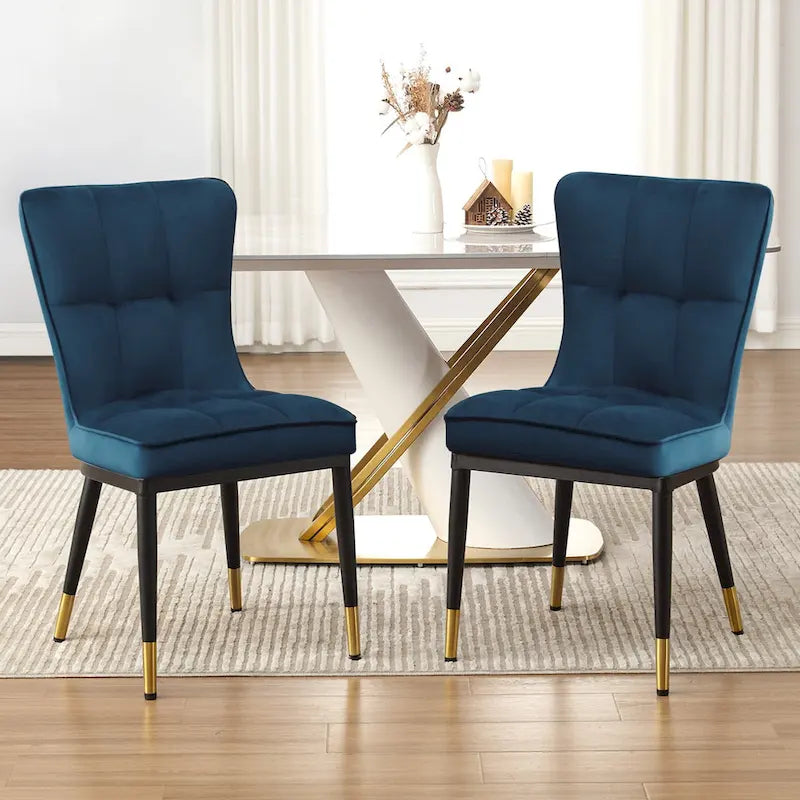 Chaise de salle à manger tapissée en velours, lot de 2/4 – Plusieurs coloris