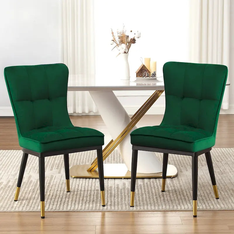 Chaise de salle à manger tapissée en velours, lot de 2/4 – Plusieurs coloris