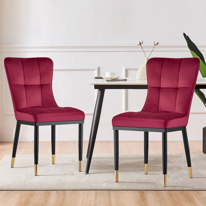Chaise de salle à manger tapissée en velours, lot de 2/4 – Plusieurs coloris