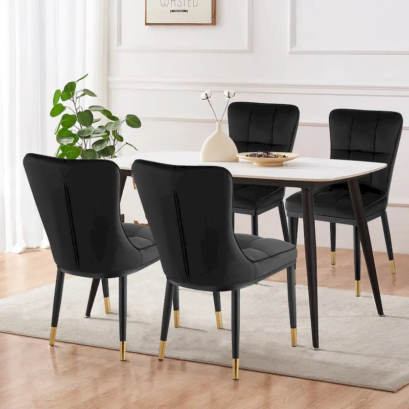 Chaise de salle à manger tapissée en velours, lot de 2/4 – Plusieurs coloris