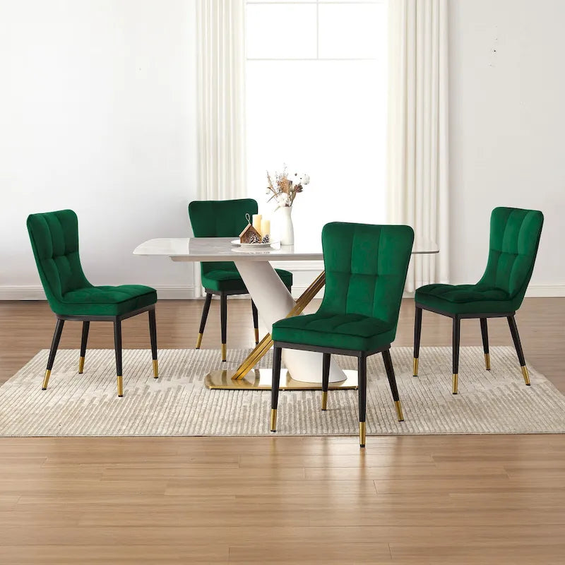 Chaise de salle à manger tapissée en velours, lot de 2/4 – Plusieurs coloris
