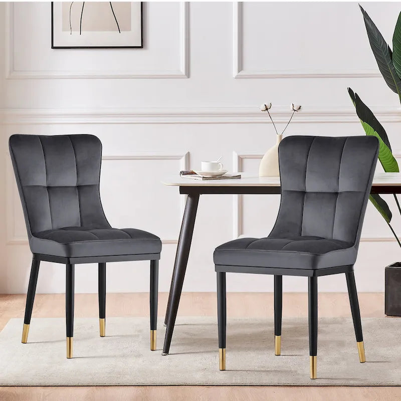 Chaise de salle à manger tapissée en velours, lot de 2/4 – Plusieurs coloris