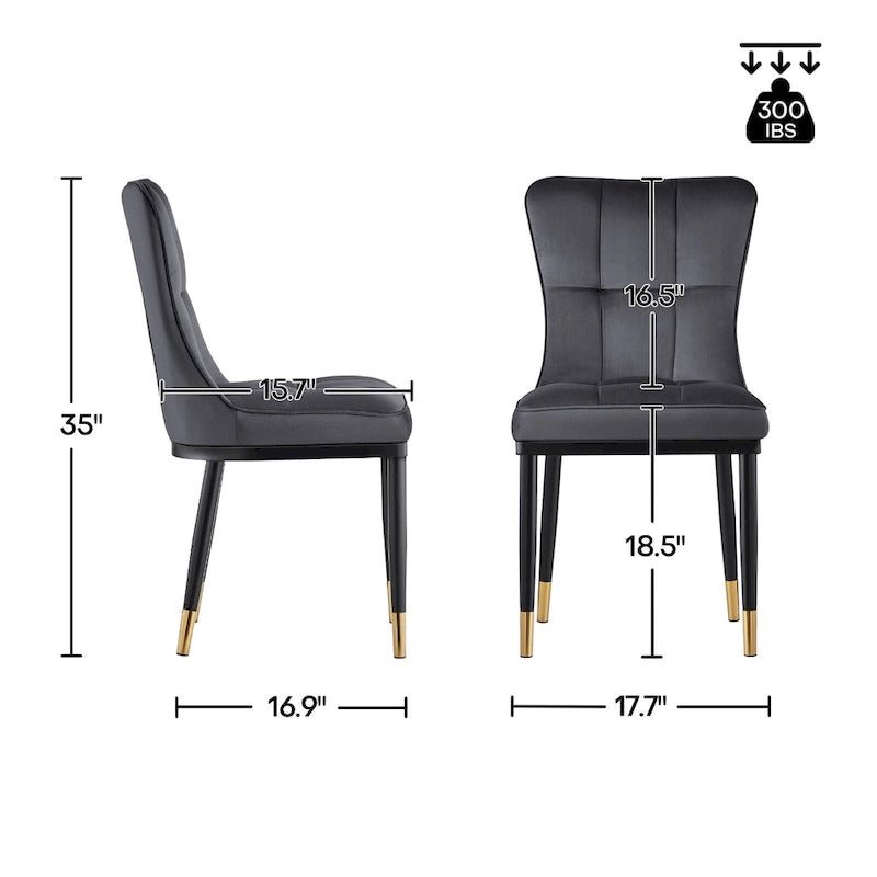 Chaise de salle à manger tapissée en velours, lot de 2/4 – Plusieurs coloris