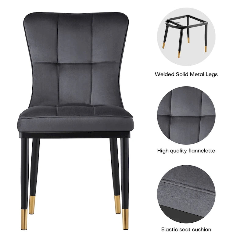 Chaise de salle à manger tapissée en velours, lot de 2/4 – Plusieurs coloris
