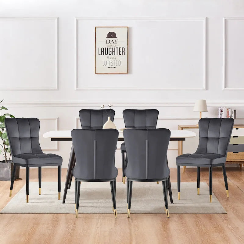 Chaise de salle à manger tapissée en velours, lot de 2/4 – Plusieurs coloris