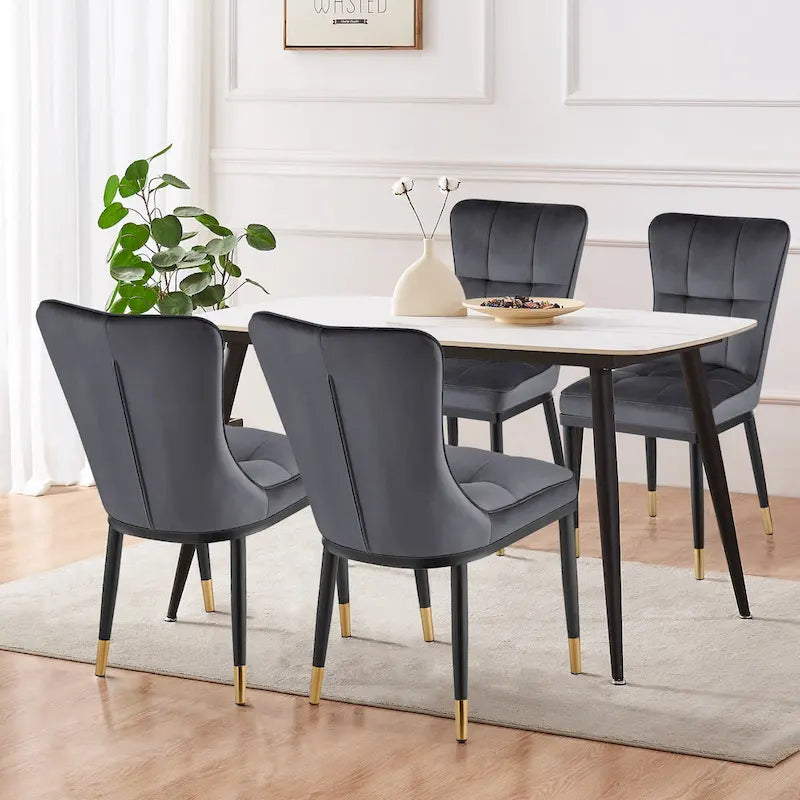 Chaise de salle à manger tapissée en velours, lot de 2/4 – Plusieurs coloris