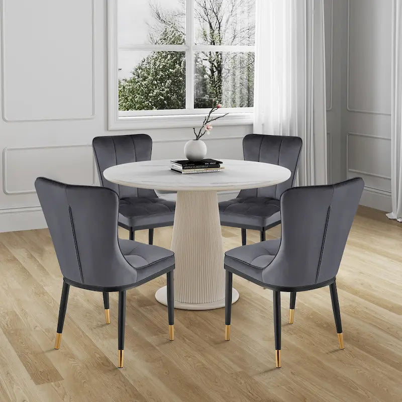Chaise de salle à manger tapissée en velours, lot de 2/4 – Plusieurs coloris
