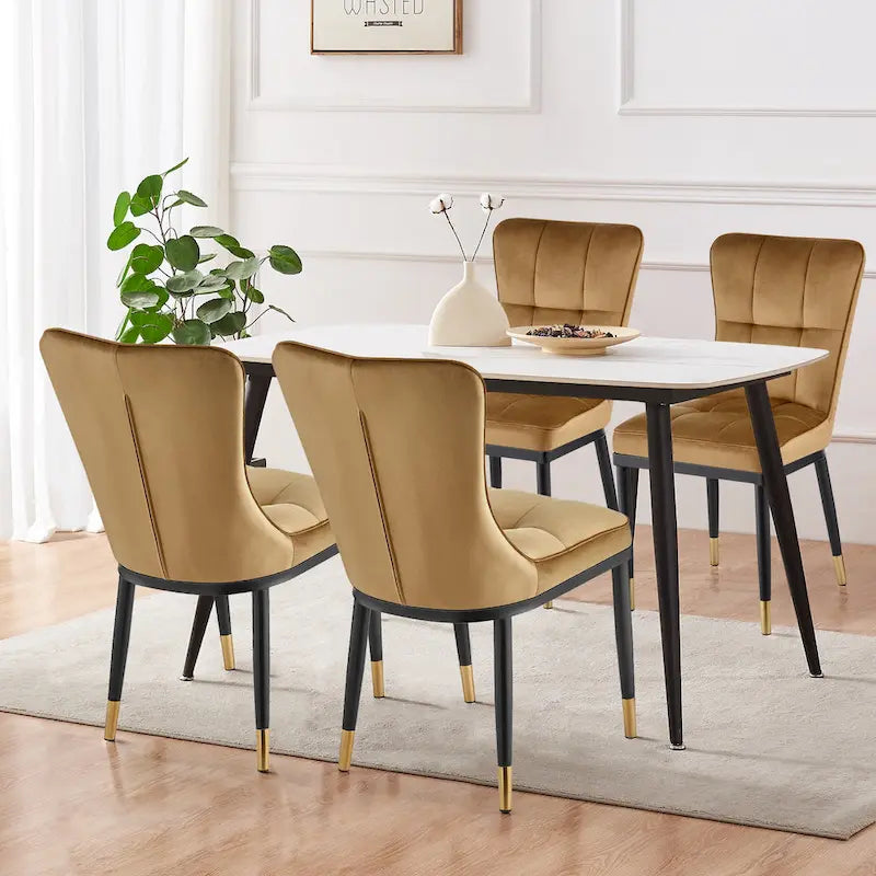 Chaise de salle à manger tapissée en velours, lot de 2/4 – Plusieurs coloris