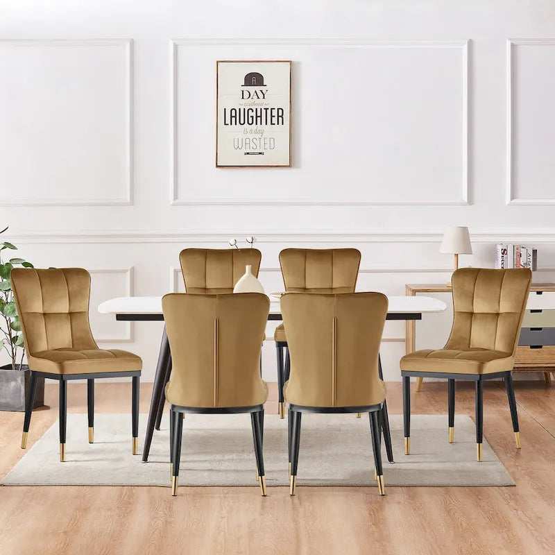 Chaise de salle à manger tapissée en velours, lot de 2/4 – Plusieurs coloris