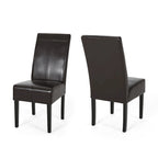 Chaises de salle à manger capitonnées marron avec surpiqûres en T (lot de 2)