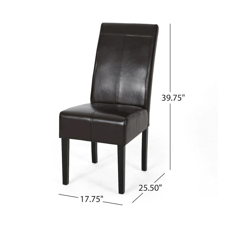 Chaise de salle à manger capitonnée marron à surpiqûres en T, lot de 2