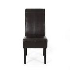 Chaises de salle à manger capitonnées marron avec surpiqûres en T (lot de 2)