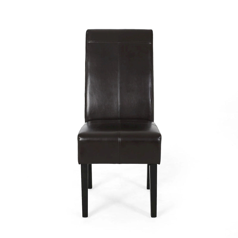 Chaise de salle à manger capitonnée marron à surpiqûres en T, lot de 2