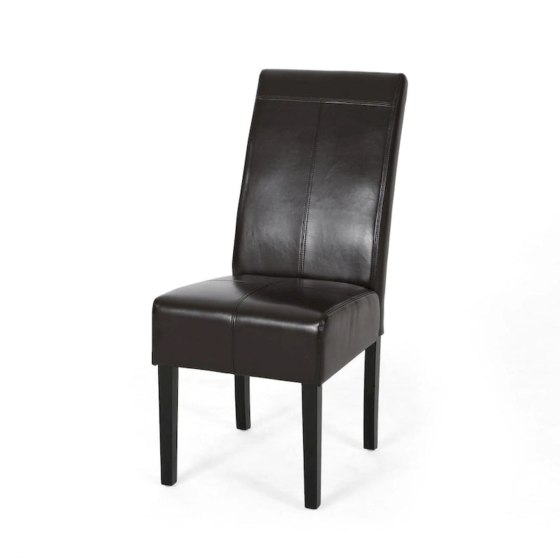 Chaise de salle à manger capitonnée marron à surpiqûres en T, lot de 2