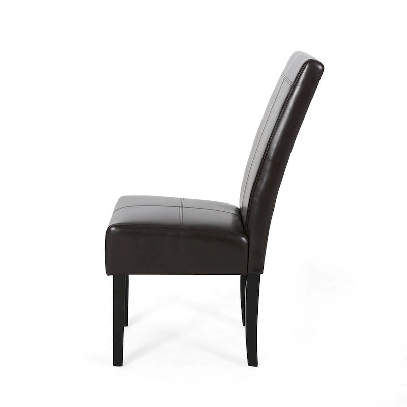 Chaises de salle à manger capitonnées marron avec surpiqûres en T (lot de 2)