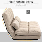 Canapé-lit convertible beige/gris, 7 positions, 1 place