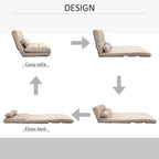 Canapé-lit convertible beige/gris, 7 positions, 1 place