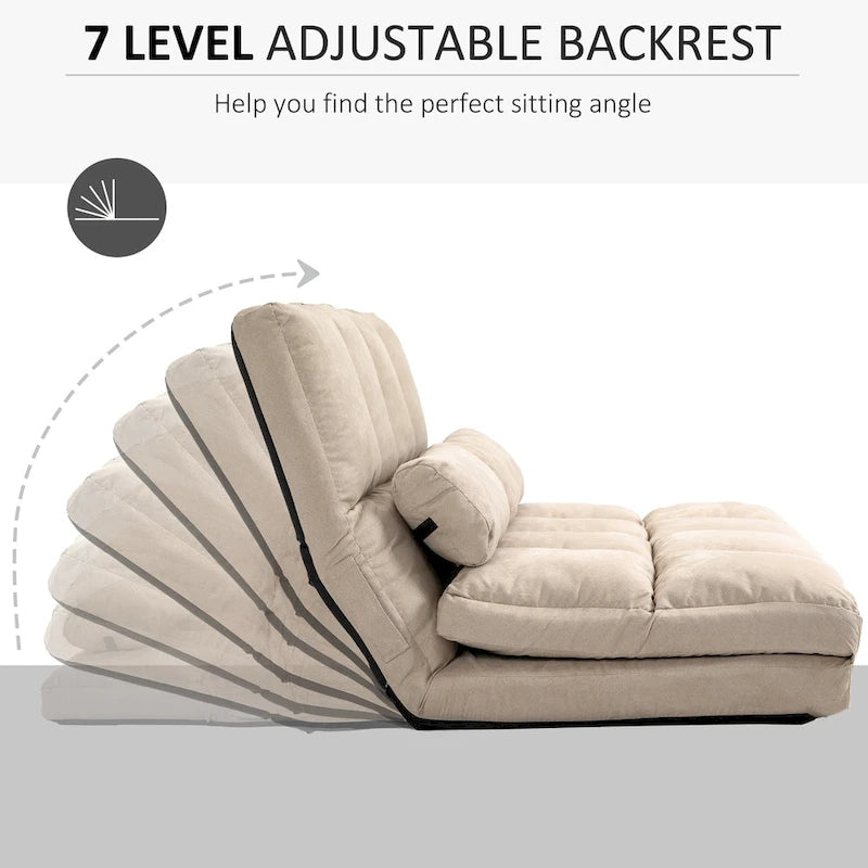 Canapé-lit convertible beige/gris, 7 positions, 1 place