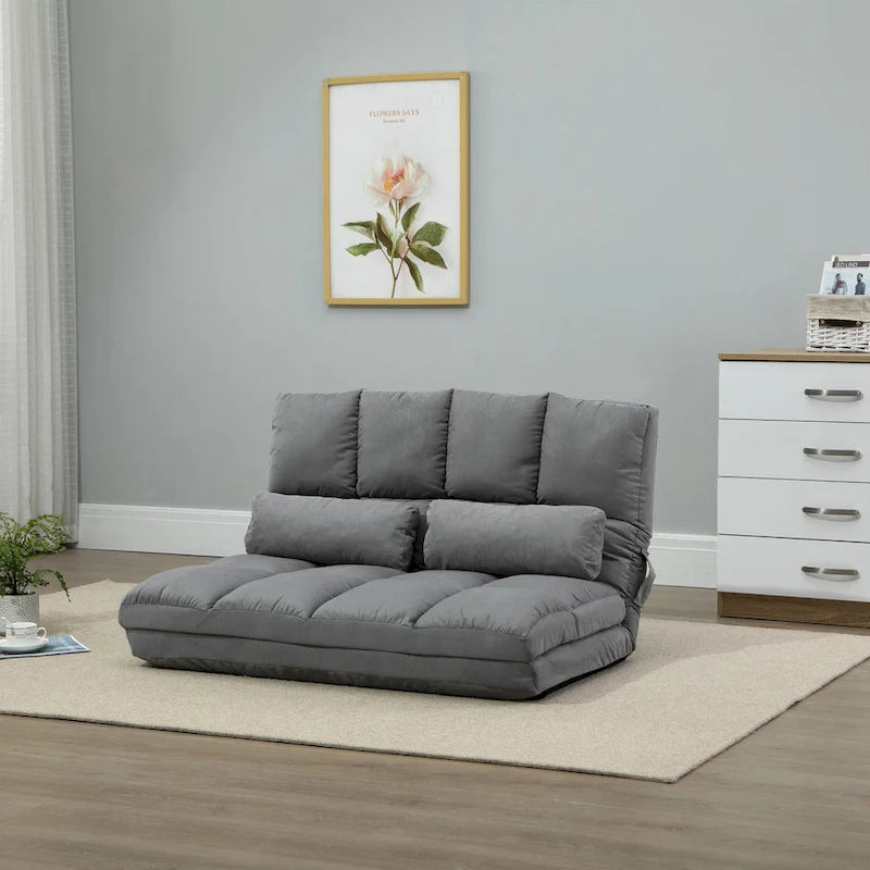 Canapé-lit convertible beige/gris, 7 positions, 1 place