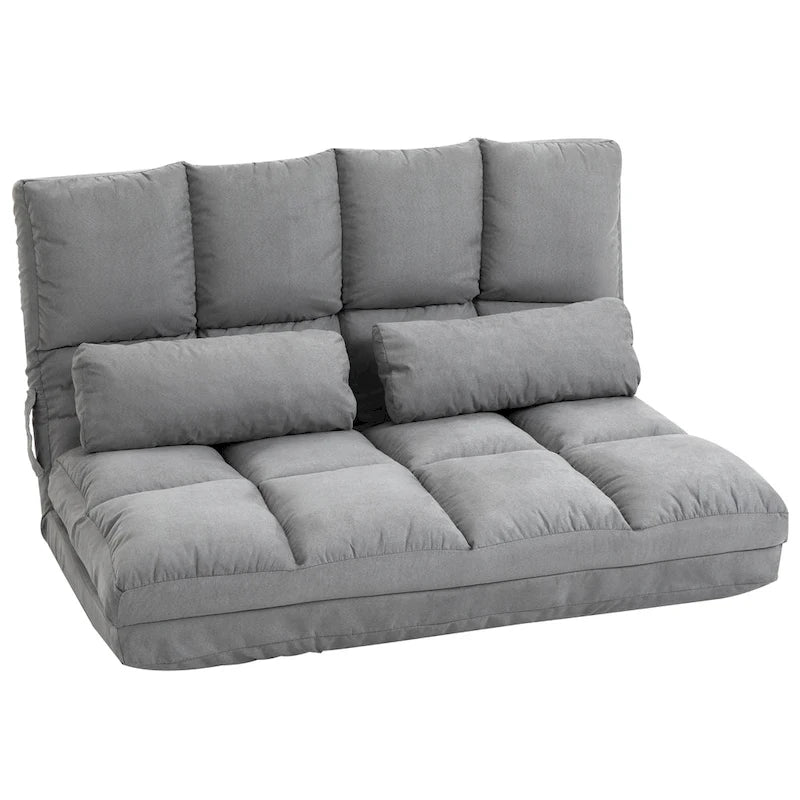 Canapé-lit convertible beige/gris, 7 positions, 1 place