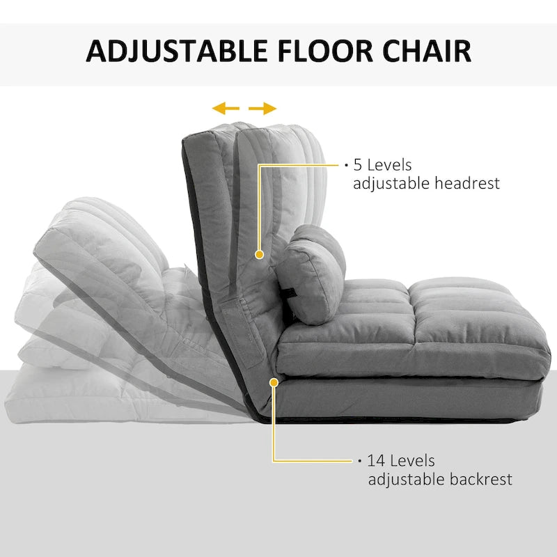 Canapé-lit convertible beige/gris, 7 positions, 1 place