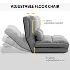 Canapé-lit convertible beige/gris, 7 positions, 1 place