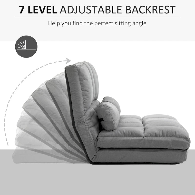 Canapé-lit convertible beige/gris, 7 positions, 1 place