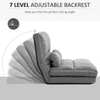 Canapé-lit convertible beige/gris, 7 positions, 1 place