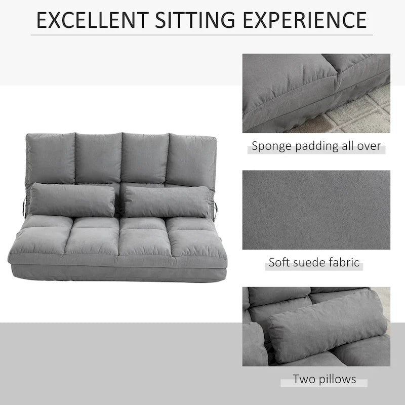 Canapé-lit convertible beige/gris, 7 positions, 1 place