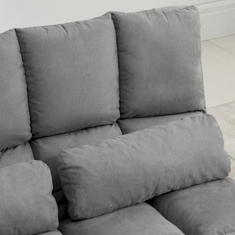 Canapé-lit convertible beige/gris, 7 positions, 1 place