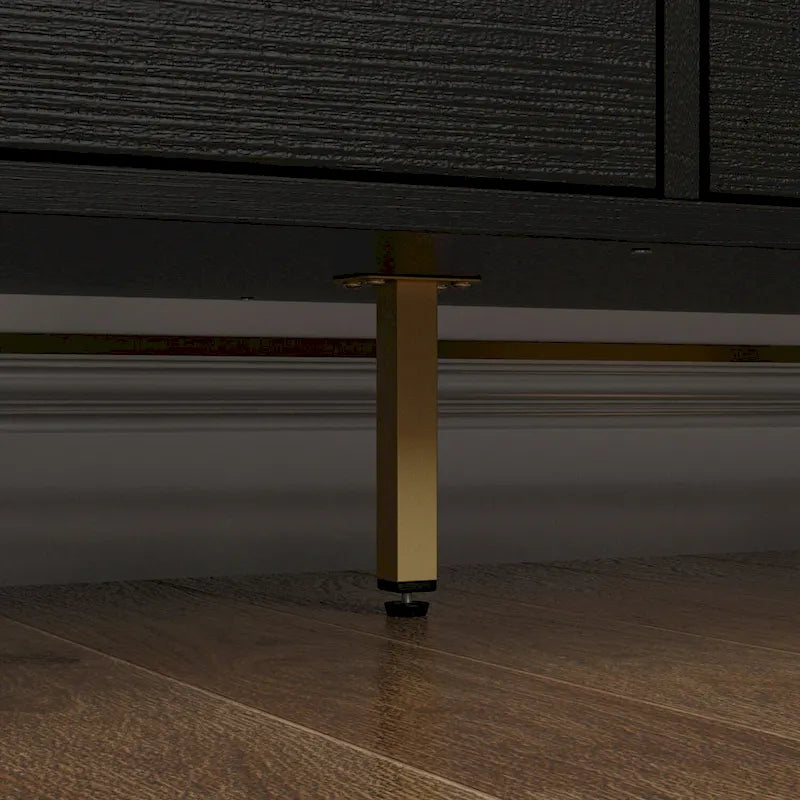 Commode noire et blanche à 9 tiroirs avec poignées dorées, simple
